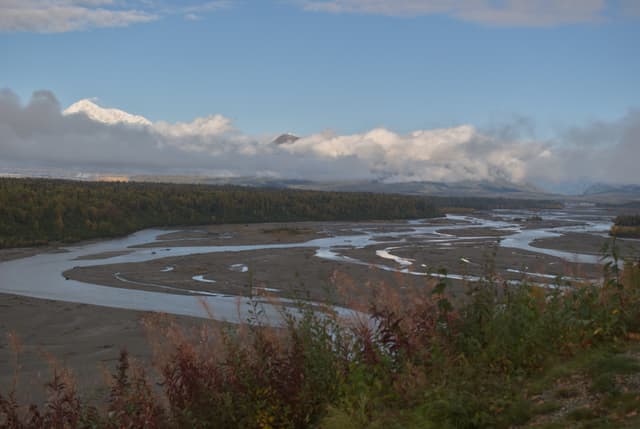 Looking past the Chulitna River to Denali.
