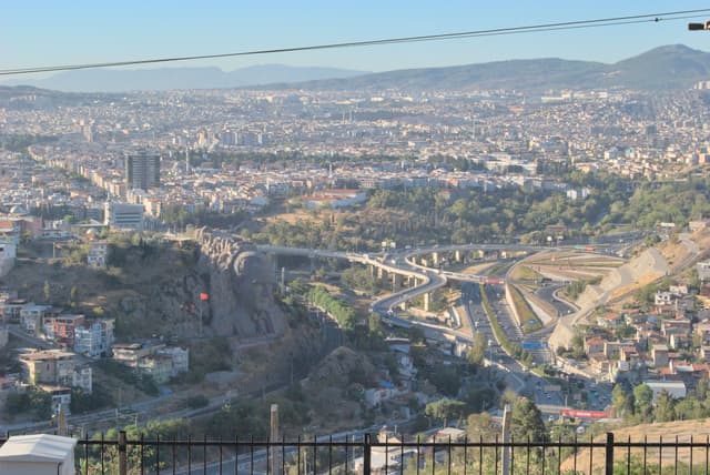 Another view of modern Izmir with a giant statue of Ataturk.