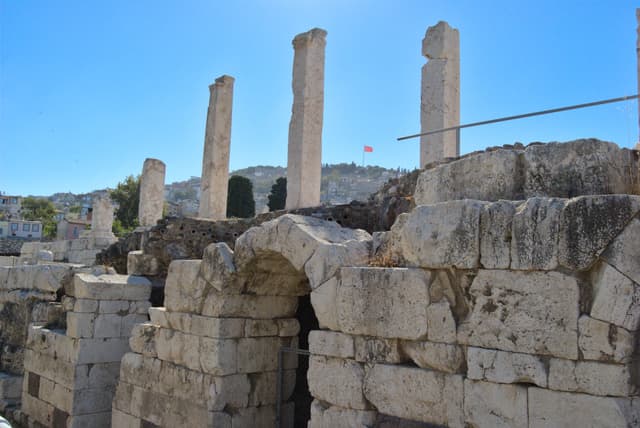 Looking past the agora to fortress on Mt. Pagos