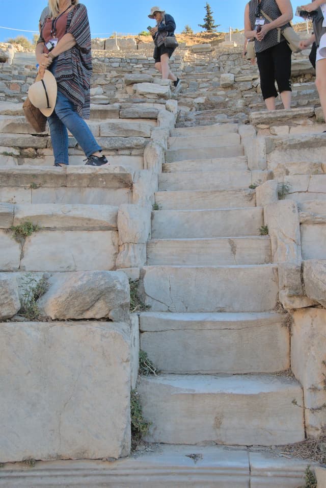 Looking up the steps of the small theater.