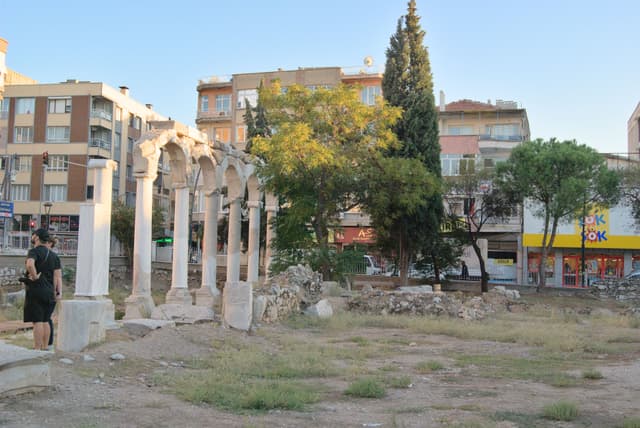 Ruins at Thyatira with modern Akhisar in the background