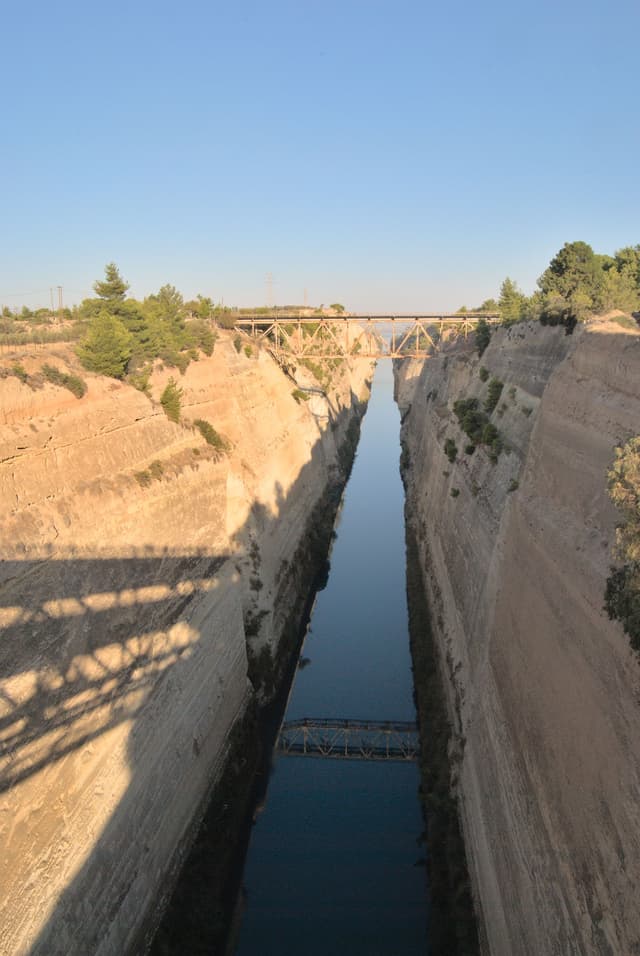 The canal that cuts across the Greek Isthmus