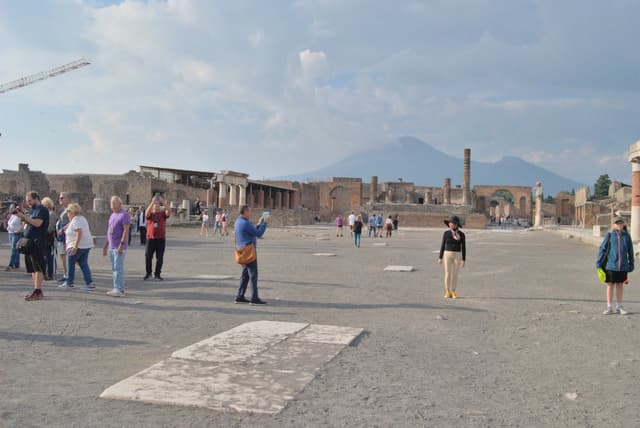 The forum at Pompeii with Vesuvius in the background