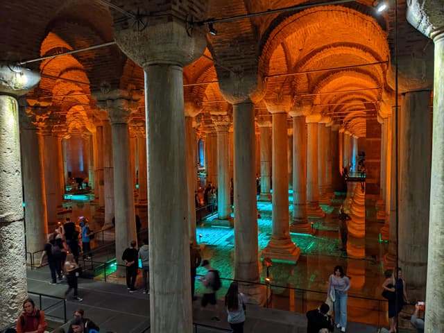 The Basilica Cistern with modern lighting